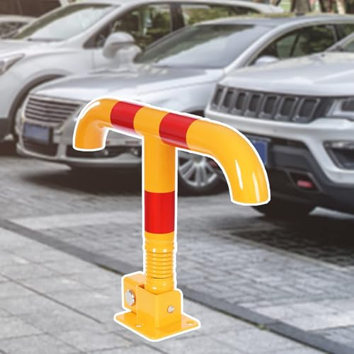 Barrera Parking Barrera de Estacionamiento con Resorte Bloqueable, Bolardo de Seguridad de Metal Pesado para Estacionamiento de Automóviles, Poste de Bloqueo de Espacio de Estacionamiento Plegable(1pc