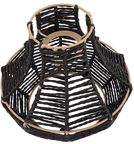 Artibetter Pantalla De Lámpara Colgante De Ratán Sintético Tejido, Cubierta De Lámpara Tejida Negra, Decoración Para Comedor y Restaurante, Fácil Instalación, Duradera y Resistente