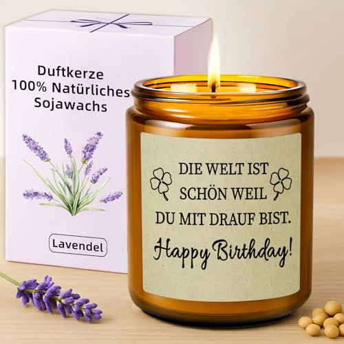 TUZELIYA Geburtstagsgeschenk für Frauen - Kerzen Geschenk für Frauen & Männer - Geburtstagsgeschenk für Frau Mama Tochter Oma Freundin Schwester - Beste Freundin Geschenk - Duftkerzen im Glas