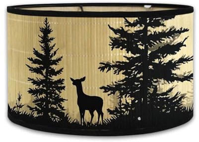 Morbuy Lampenschirm für Tischlampe Bambus, Wald Hirsch Druck Tischlampenschirm Stoffschirm Lampe Stehlampenschirme für Stehlampe Deckenleuchte Pendelleuchte Wandleuchte Deko (Beige)