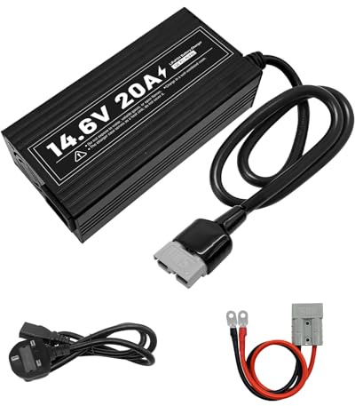 WannaPow 14,6V 20A LiFePO4 Batterieladegerät, 2-stufiges Automatisches Intelligentes LiFePO4 Lithium Batterieladegerät Geeignet für 12 V (12,8V) Lithium Akku