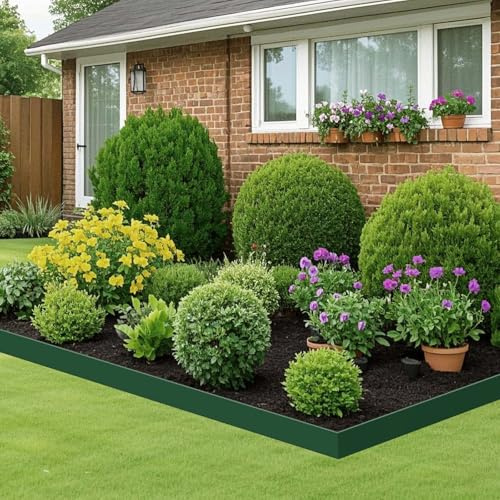 33FT/10M Lawn Edging - 4In Tall Garden Edging Border Kit With 30 Pegs Easy Install No Dig Flexible For Flower Beds Lawn Yard Pathway Driveway