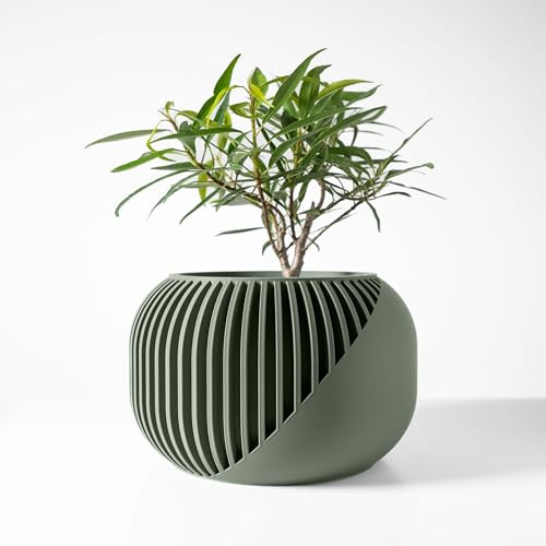 Mugalab Vaso di Design Narvo, PLA Ecologico, Disponibile in Bianco/Verde/Blu/Nero/Arachide, 3 Dimensioni: 9/12/14cm Diametro Interno, Elegante e Raffinato, Made in Italy (Verde, Diametro 9cm)