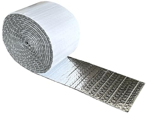 Double Bubble Reflective Foil Insulation Self-Adhesive, 5 Inch x 16.5 Ft HAVC Pipe Insulation Wrap Tape AC Duct Insulation Wrap for Windows Garages Attic RV Exhaust Hose (Silvery, 5inch×16.5ft)