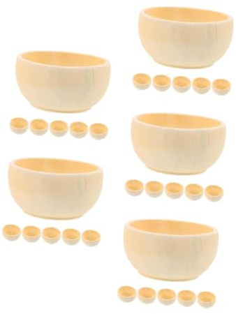 Angoily 25 Stck. Teiliges Unbemalte Holzschalen zum Bemalen Natürliche DIY Bastel Schälchen für Glatte Oberfläche Langlebige Bowls für Kreative Dekoration und Fingerfood