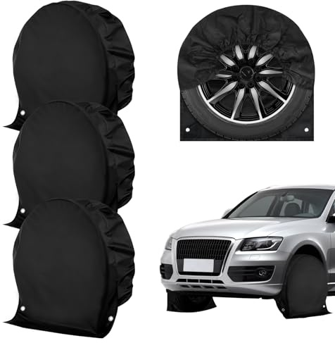 CEOTIS 4 Stück Reifenabdeckung,Radabdeckung Wohnwagen, 72.5 cm Reifenabdeckung Wohnwagen für 27-29 Zoll Reifen, Schwarz Reifenschutzhülle Wasserdicht Radabdeckung für Wohnmobil, LKW, Anhänger, Auto