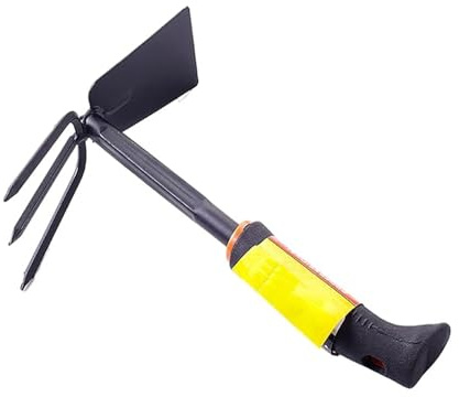 2 in 1 coltivatore da giardino e zappa, fresa manuale a doppia testa con impugnatura in gomma per diserbo e allentamento del terreno