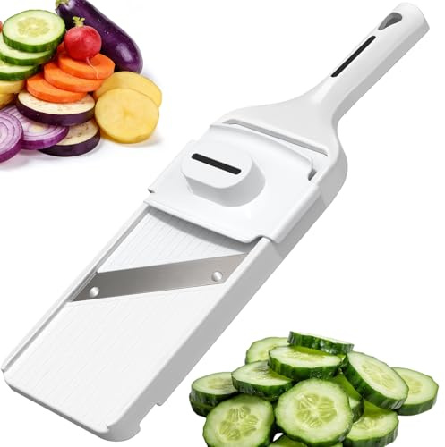 Mandoline Vegetable Slicer, Adjustable Handheld Mandoline Slicer with Safety Guard, 3-Slice Thickness, Mandoline Food Slicer for Potato Cucumber Onion Carrot Apple Lemon