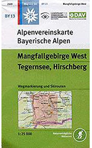 Mangfallgebirge West, Tegernsee, Hirschberg: Topographische Karte 1:25.000, Wegmarkierung, Ski- und Schneeschuhrouten (Alpenvereinskarten)
