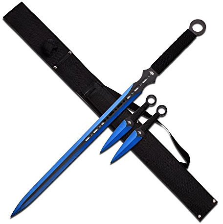Snake Eye Full Tang Tactical Blade Katana/Ninja Sword/Machete/Throwing Knife, 27-Inch. (Blue)