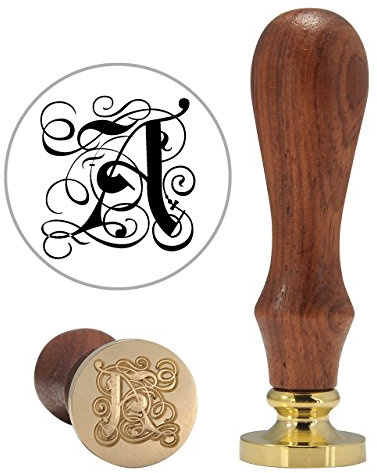 Mogoko Vintage-Stil Wachs Siegelstempel Siegel Set A-Z Gotik Schriftart Siegel Petschaft Holzgriff Brief 26 Buchstabe