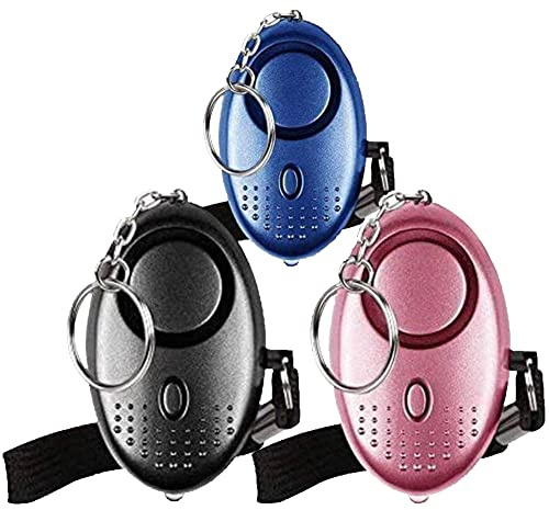 Alarma Personal de Emergencia [Paquete de 3] Qoosea Scream Safesound Alarma 140dB Linterna LED para niños/Mujeres/Ancianos/protección de la autodefensa del Estudiante asegurado (Nero + BLU + Rosa) …