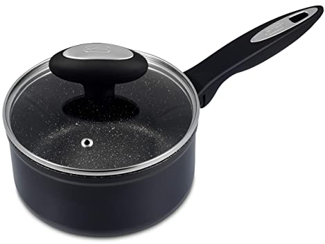 Zyliss E980138 Ultimate Non-Stick Saucepan with Lid, 16cm/1.5L, Forged Aluminium, Black, Rockpearl Plus Non-Stick Technology, Suitable for All Hobs Including Induction