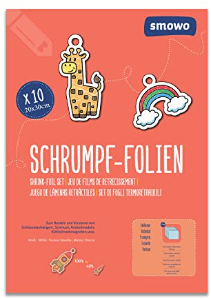 Smowo® 10 Stück Schrumpffolien transparent - schrumpfende Plastikfolien zum basteln - A4 schrumpffolienplatten matt