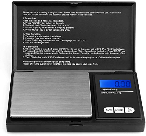Defurhome 200x0.01g Portable Digital Scales, Digital Weighing Scales with Back-lit LCD Display, Pocket Scales for Gold, Jewellery, Food, Coffee, Herbs, Powder (Batteries Included)