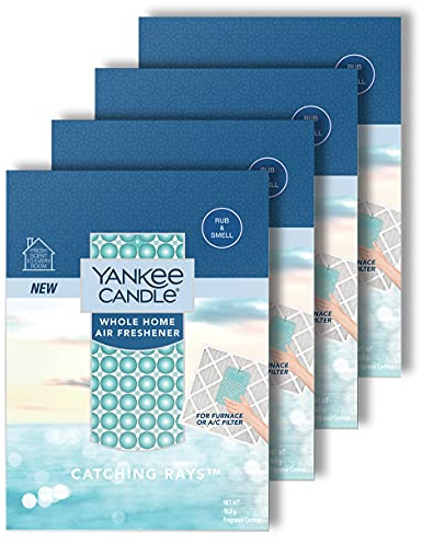 Yankee Candle Whole Home Air Freshener, Long Lasting Odor Eliminating Fragrance for Home, Continuous Room Freshener, Catching Rays (Pack of 4)