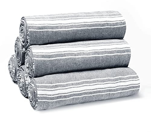 BELIZZI HOME Peshtemal Turkish Towel 100% Cotton Chevron Beach Towels Oversized 36x71 Set of 6, Beach Towels for Adults, Soft Durable Absorbent Extra Large Bath Sheet Hammam Towel - Black