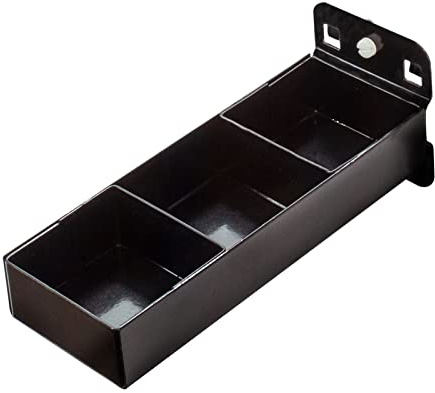 ADB Lochwand Ablage Werkzeugablage Kleinteileablage mit Einteilung 150 x 55 mm pulverbeschichtet, Farbe (RAL):Tiefschwarz (RAL 9005)