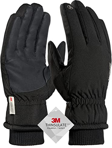 Guanti Touch Screen Invernali, Adatto per Sci Alpinismo Snowboard Scooter Motocross, Guanti Moto Riscaldati Impermeabili, Donna Uomo - Nero M