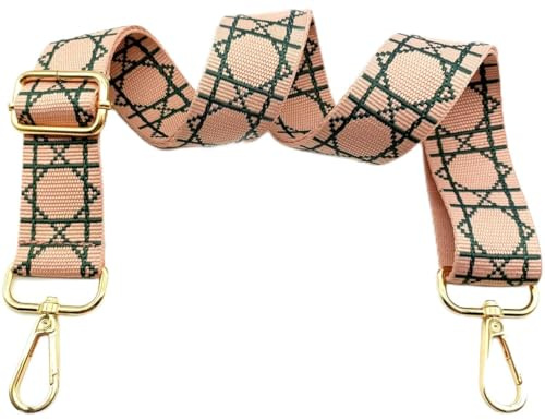 Justerbar axelrem väska svart och rosa, fickremmar för ombyte, väskrem bred med karbinhake guld, 80–130 cm bärrem väska för kvinnor axelväska, modern handväska, 3,8 cm, 29