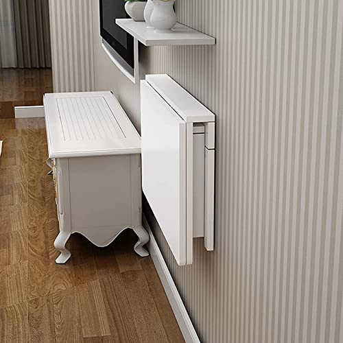 Wandtisch Weißer klappbarer Wand-Klapptisch, klappbare Werkbank aus Kiefernholz, wandmontierter Laptop-Schreibtisch, klappbarer Wandtisch, stabile Struktur, für Zuhause, Büro, Arbeitszimmer (120 x 60