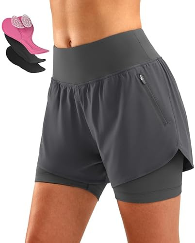 Women's Mountain Bike Shorts 4D Padded Cycling Riding Road Biking Bicycle Biker Cycle Padding UPF 50+ Shorts for Women Zipper Pockets(Dark Grey,XL)