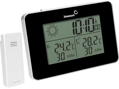 BROWIN® Wetterstation RCC 170605 | Beleuchtetes Display mit Funkuhr und Außensensor | Anzeige von Temperatur, Luftfeuchtigkeit und Datum | Modernes Design für Zuhause oder Büro