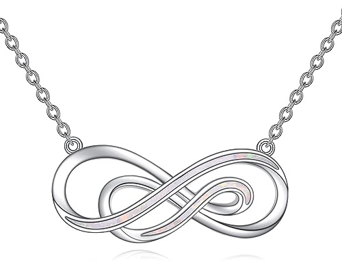 YAFEINI Infinity Kette für Damen S925 Sterling Silber Opal Unendlichkeit Halskette Anhänger Schmuck Geschenk für Mädchen Mutter(Infinity)