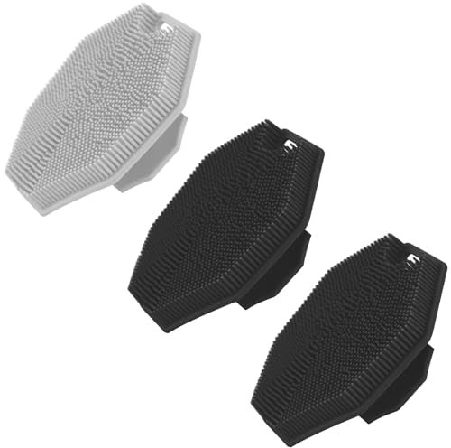 3Pack Silicone Body Scrubber, Qewro Body Buffer Exfoliating Brush with Silicone Loofah, Bath & Body Brushes for Men Women Kids Pets use in Shower, Scalp Exfoliator Hair Shampoo Skin Cleaning Brush
