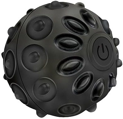 FIRSTHEALTH Vibrations-Massageball | 2 Massagegeschwindigkeiten | Strukturierte Massagerolle | Leicht zu reinigendes Silikon | Batteriebetriebener Therapieball für Nackenschmerzen, Rückenschmerzen,