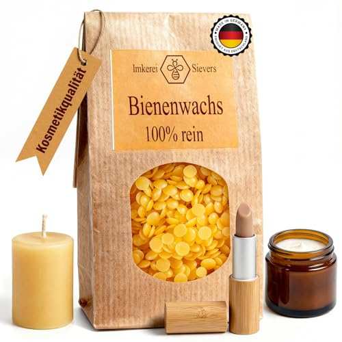 Bienenwachs Pastillen für Kosmetik, Kerzen & Wachspapier - Naturrein aus Deutschland - Ideal als Kerzenwachs zum gießen, für Seife & Holzpflege - 500g Wachs Granulat Beeswax Candle Wax - Nordbienchen