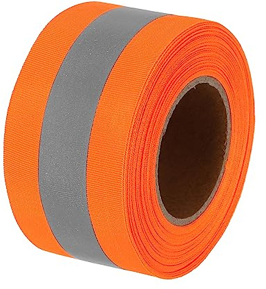 PATIKIL Reflectante Cinta Tira, 2 x26 Pies Alta Visibilidad Reflectante Cinta Coser Bricolaje Advertencia Seguridad Tela Cinchas para Ropa Impermeables, Naranja-Rojo