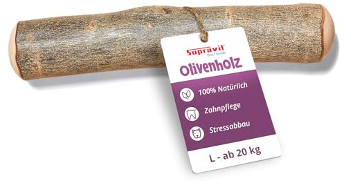 Supravit Olivenholz Hundespielzeug L | Natürliches Kauholz | & splitterfreier Kauknochen für Hunde | Langanhaltende Beschäftigung & Zahnpflege | Robust & sicher für große Hunde