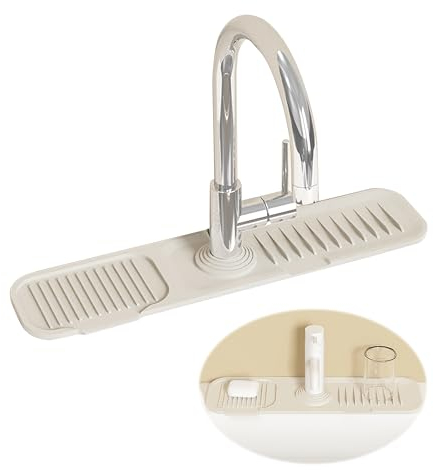 Silicone Draining Mat, Protector Fregadero Cocina 45 * 10 Cm, Alfombrilla Silicona Fregadero Que Se Pueden Cortar, Protector Fregadero Para La MayoríA De Los Grifos, Beige, 1 Pieza