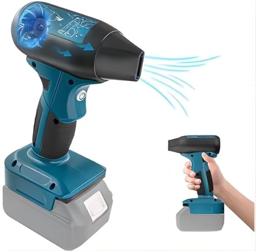 Elektrische Staubgebläse Kompatibel mit Makita 18V Akku, 130000RPM Tragbarer Bürstenloser 4-Gang Turbo Air Duster mit 2 Düsen, Druckluftspray für Reinigung von PC, Tastatur und Auto (ohne Batterie)