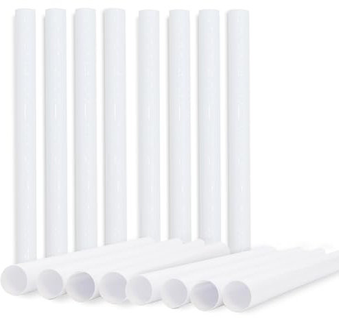 8 White Radiator Pipe Covers - Snap on 19.5cm PVC Pipe Sleeves, Easy to Install Radiator Sleeves