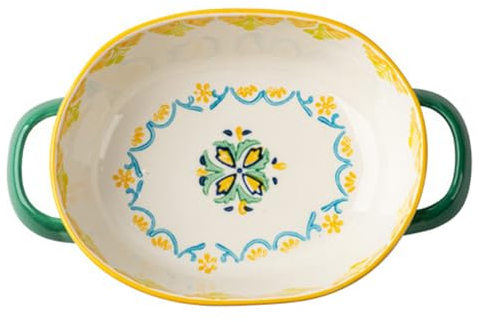 SSWH Plats à gratin pour Four, Plaque de Cuisson rectangulaire en céramique, Mini Plat de Cuisson rectangulaire coloré en grès, idéal pour Les lasagnes, Les tartes, Le(Size:24.7x15.9x6cm,Color:Jaune)