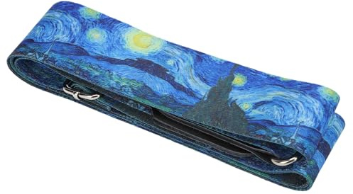 Starry Night Gitarrengurt, Verstellbare Breite, Bequemer Gurt, Sternenmuster, Geeignet für Akustik-, E-Gitarren, Bass, mit Lederenden für Ukulele, Mandoline