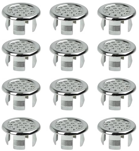 EIHI 12 Pcs Couvercle de Trop-Plein pour Lavabo, Anneau de Débordement d’Évier, Bouchon Trop Plein Lavabo, Couvercle de Trop-Plein de Trou d'Évier Rond, Pour Lavabo, Salle de Bain, Cuisine