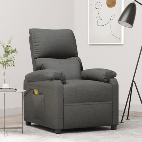 Homgoday Massagefåtölj, TV-fåtölj, relaxfåtölj, vilstol, stoppad fåtölj, TV-fåtölj med ryggstöd för vardagsrum, mörkgrått tyg