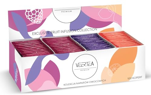 Veertea Tee - Früchtetee - Teebox - Tee Geschenkset - Tea Set - Sorgfältig Ausgewählte Sorten - 100 Teebeuteln, Geschmack und das Aroma bewahrt, Großpackung
