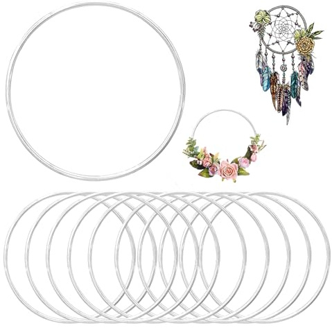 10 Stück Metallringe,10cm Handwerkliche Metallring,Deko Ringe zum Aufhängen,für Rund Metallringe zum Basteln,TraumfängerRinge,Blumen Reifen für DIY Floral Hoop,Hochzeitskranz,Floristik,Wand (Silber)