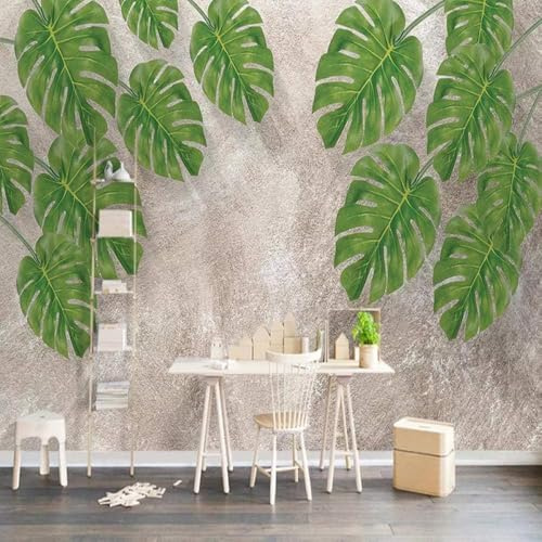 Papier Peint Panoramique Monstera Délicieuse 450x315 cm 3D Papier Peint Intissé Plantes Tropicales Photo Trompe l'oeil Poster Geant Mural Salon Chambre Enfant Chambre Décoration Murale a.3359