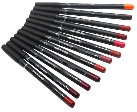 12pcs Lip Liner Pencil Set, Upgraded Smudge-Proof Slim Matte Velvet Contour Lip Liner, Waterproof Long Lasting Lipstick Lip Liner Set