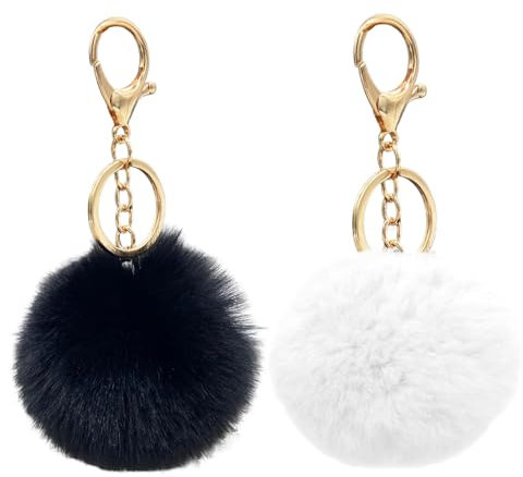 2-Stück SchlüSselanhäNger Bommel Decor,Aus SchlüSselanhäNger PlüSch,Bag SchlüSselanhäNger Frauen,Mit PlüSch SchlüSselanhäNger Puschel,PlüSch AnhäNger Charms,Pompoms Doll PlüSch-SchlüSselanhäNger Plush