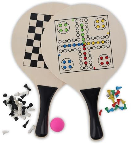 Beachball Set mit aufgedrucktem Ludo und Schachspiel