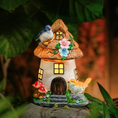 Décoration de jardin solaire pour l'extérieur, petit champignon, maison, décoration de jardin pour l'extérieur, résistante aux intempéries, lanterne solaire à LED, nain de jardin, drôle, maison