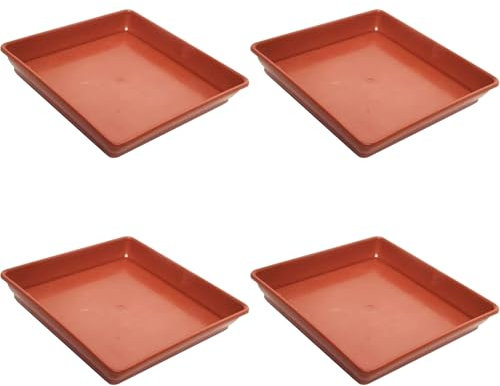 Aoktorkit Lot de 4 soucoupes carrées en plastique pour pot de fleurs intérieur et extérieur Rouge 10 cm