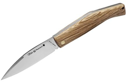 MIGUEL NIETO Navaja Ventura 080-EN, Plegable, con hoja de 8 cm. en acero inoxidable Vanadio 1.4116 y empuñadura en Madera de Encina, Hueco para cordón fiador
