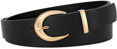 LEACOOLKEY Damengürtel Leder für Jeans Hosen Verstellbar Kleid ledergürtel für Frauen mit goldener Schnalle,Breite 2,8 cm